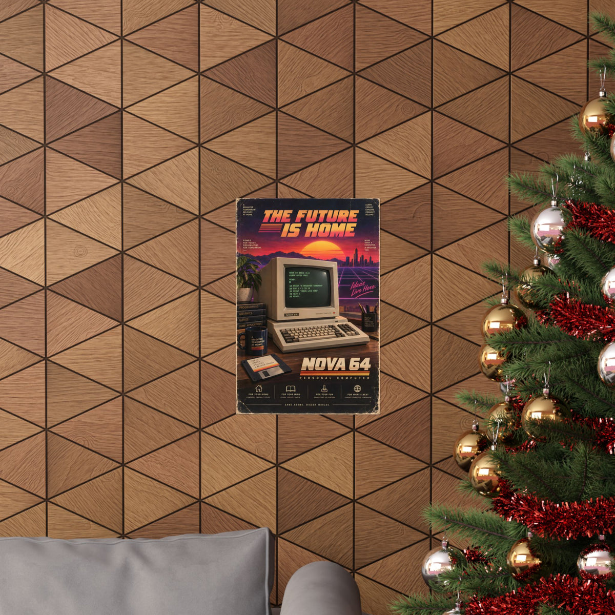 Nova 64 Retro Computer Poster | 80s Synthwave Tech Art