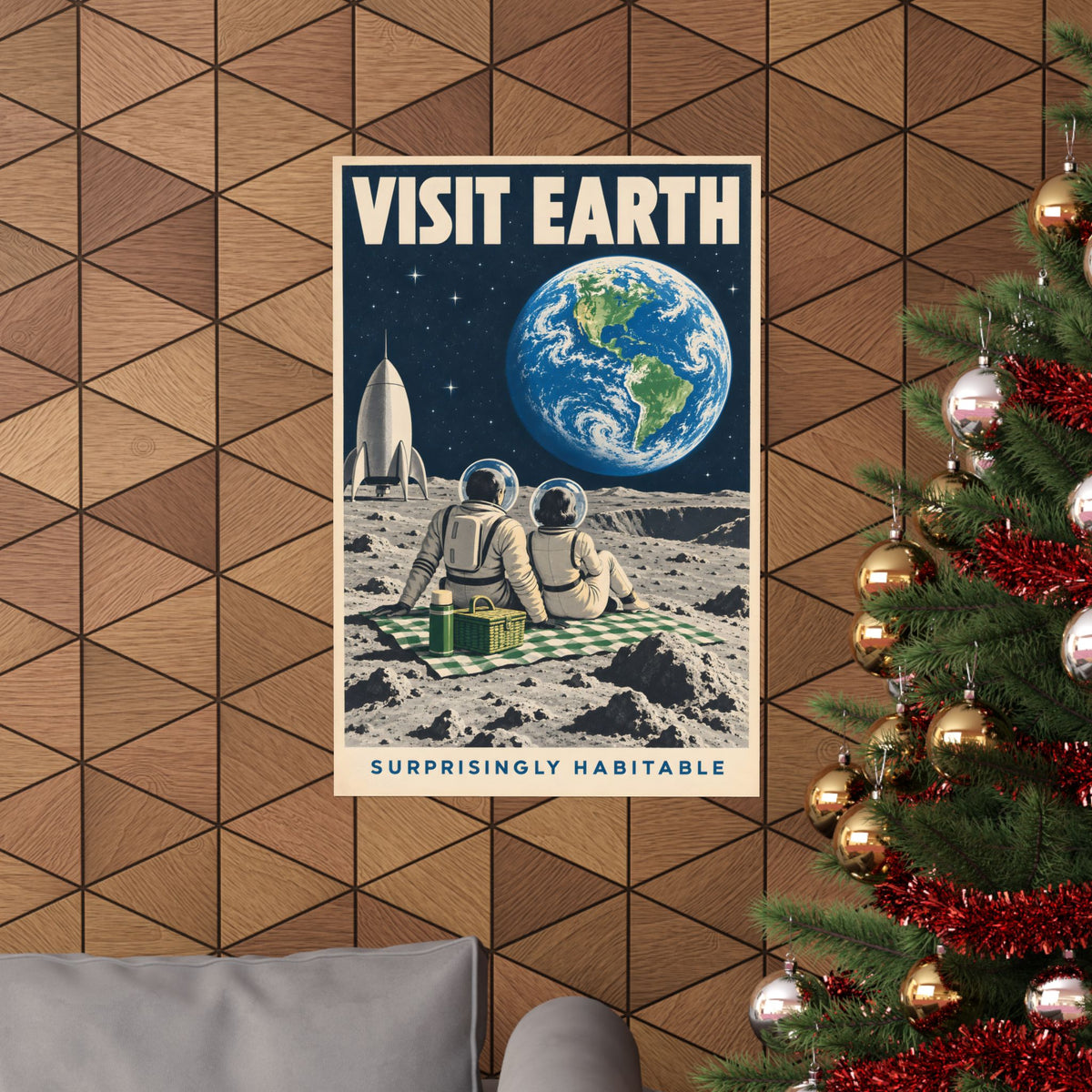 Visit Earth Poster | Surprisingly Habitable Retro Space Art