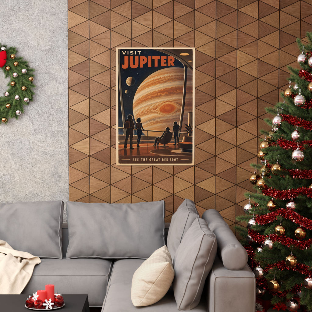 Visit Jupiter Poster | Great Red Spot Retro Space Art