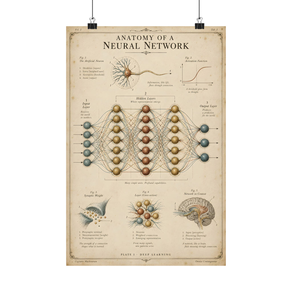 Anatomy of a Neural Network Poster | Vintage AI Science Art