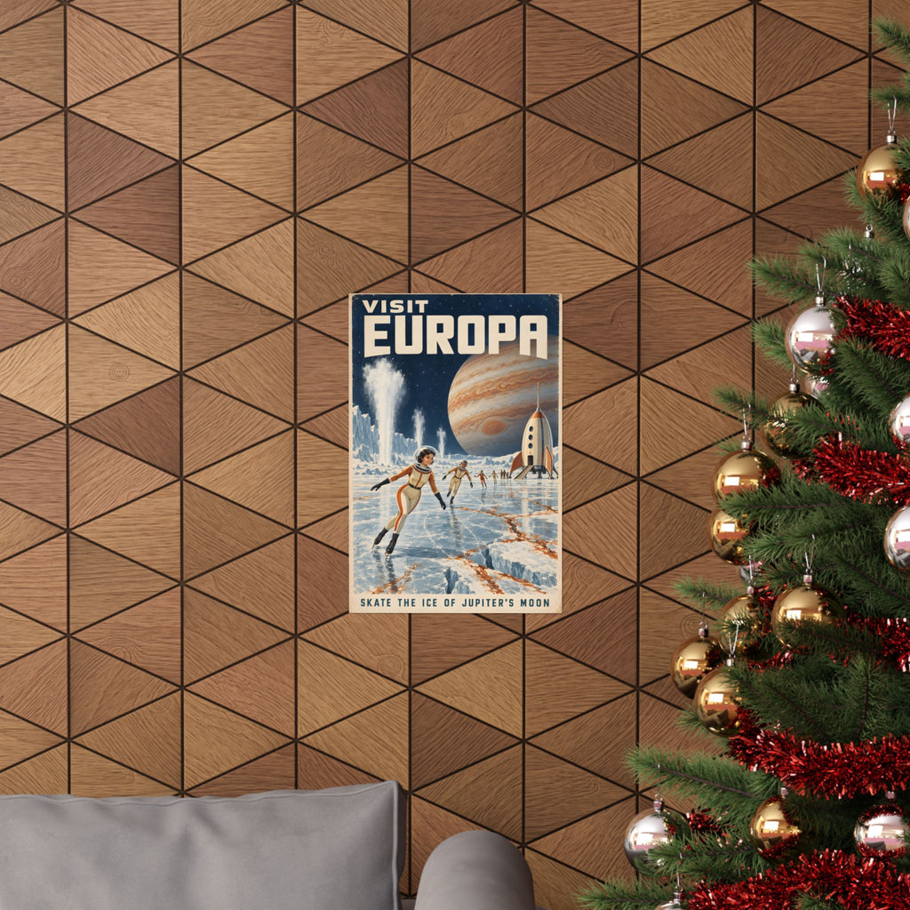 Visit Europa Poster | Jupiter Moon Retro Space Art