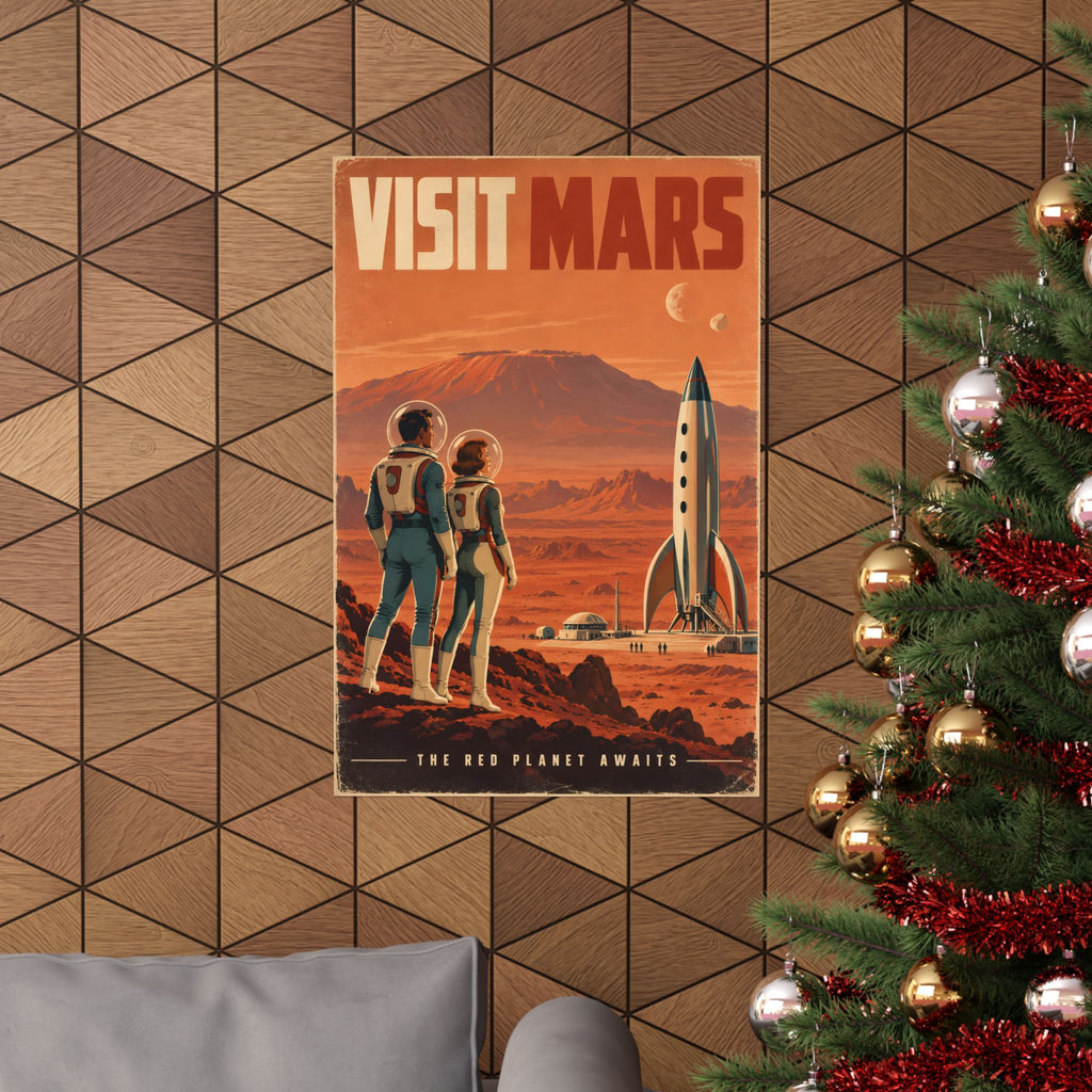 Visit Mars Poster | Retro Space Travel Wall Art