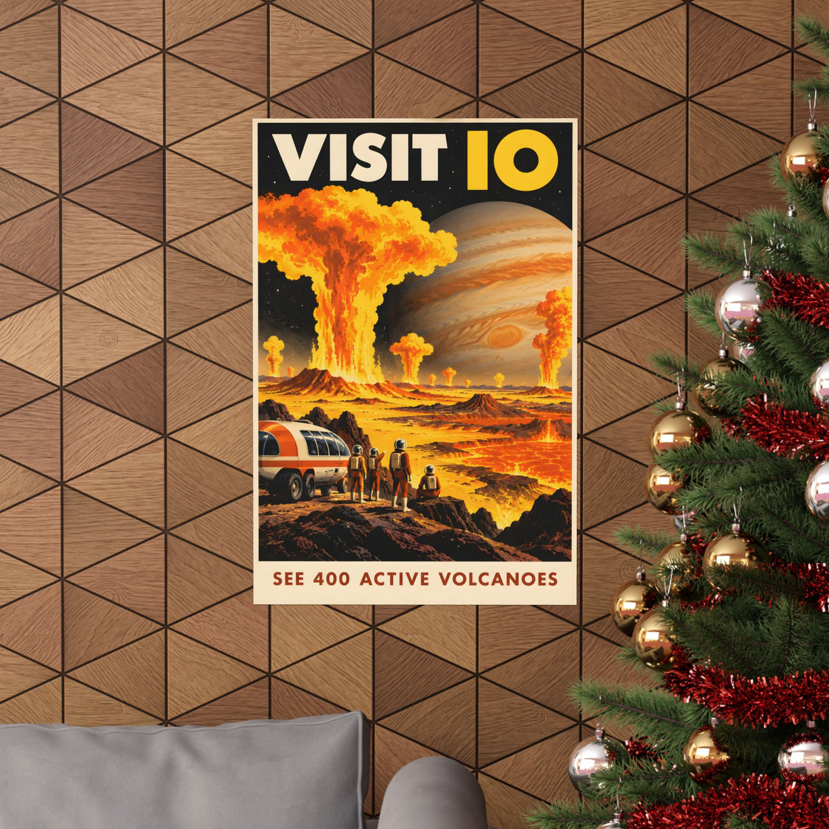 Visit Io Poster | Jupiter Moon Volcanoes Retro Space Art