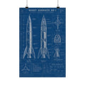 Rocket Schematic Blueprint Poster | Retro Engineering Art