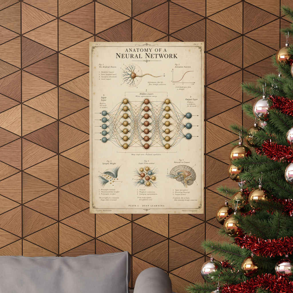 Anatomy of a Neural Network Poster | Vintage AI Science Art