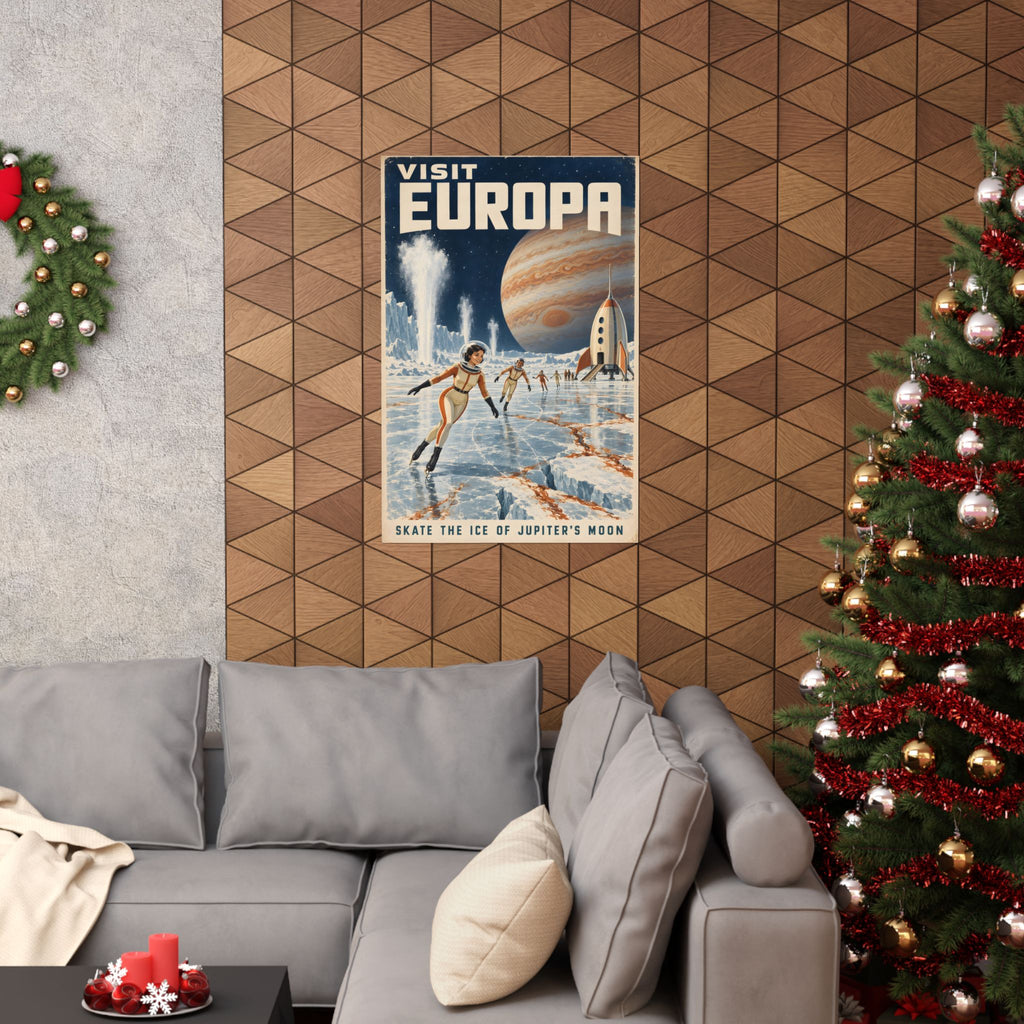 Visit Europa Poster | Jupiter Moon Retro Space Art
