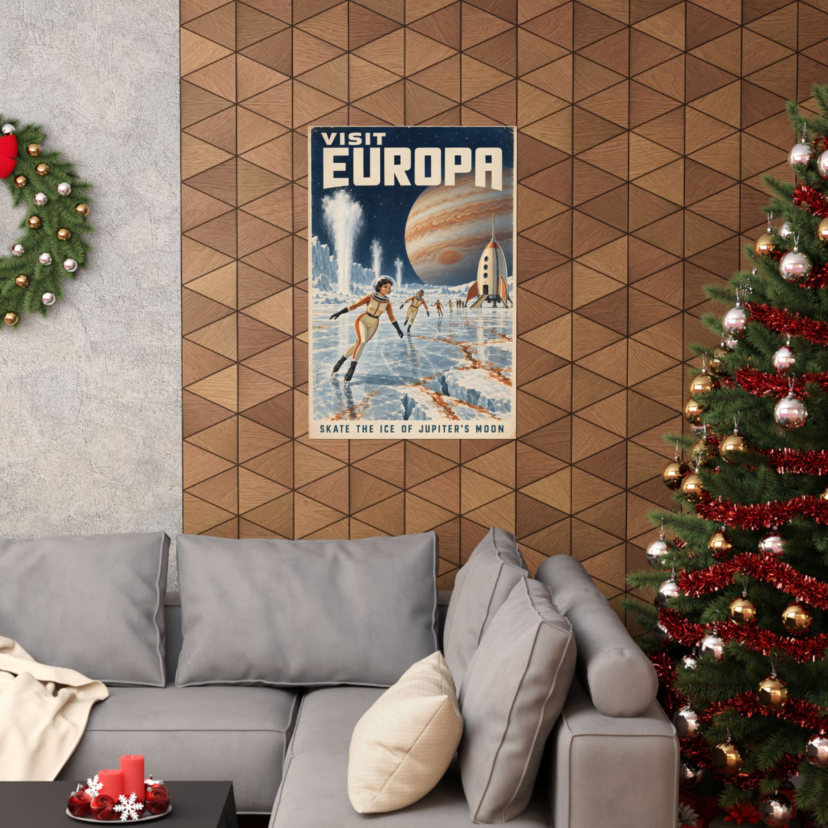 Visit Europa Poster | Jupiter Moon Retro Space Art