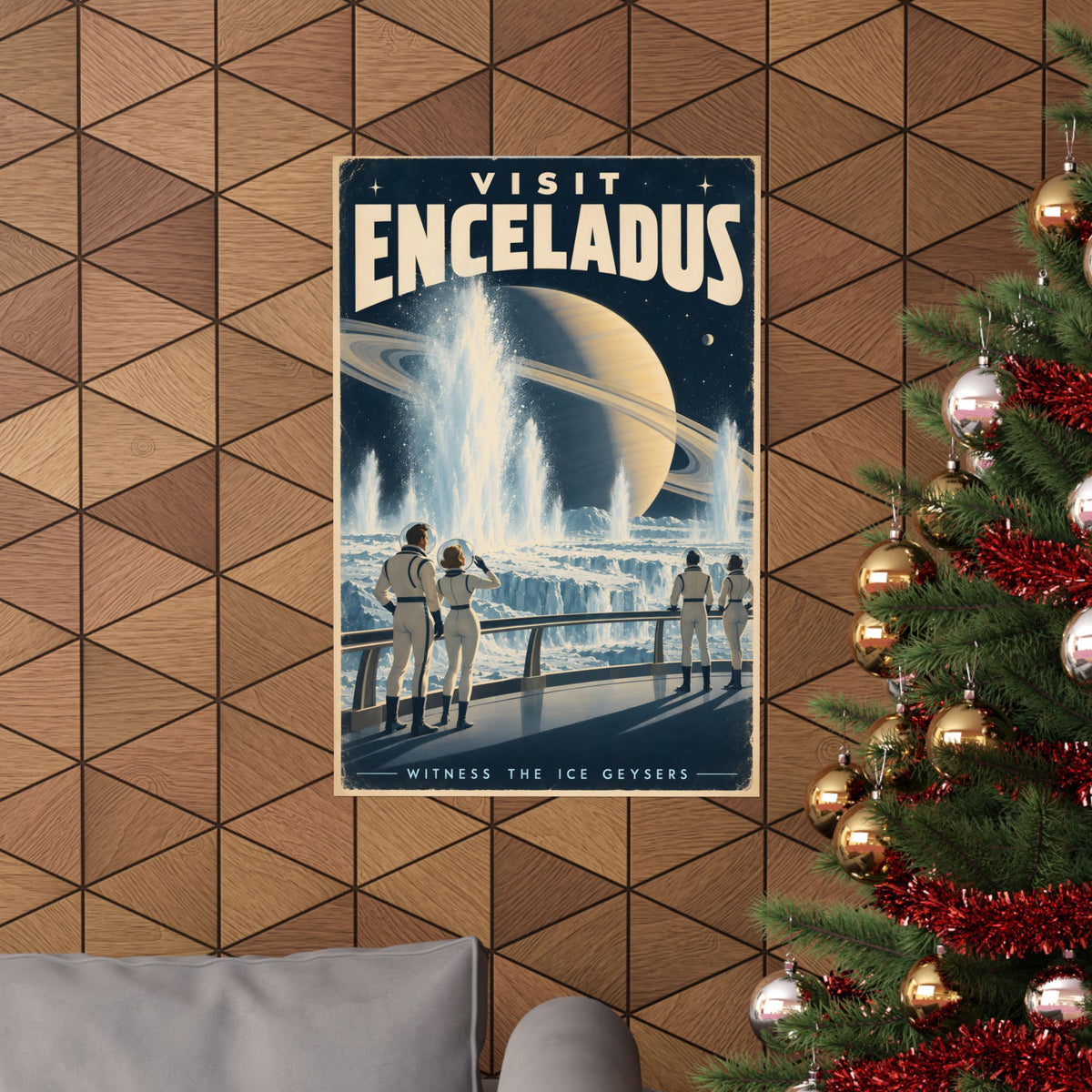 Visit Enceladus Poster | Saturn Moon Ice Geysers Art