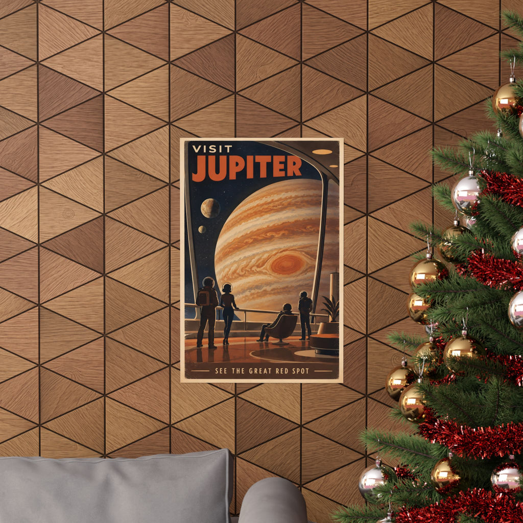 Visit Jupiter Poster | Great Red Spot Retro Space Art