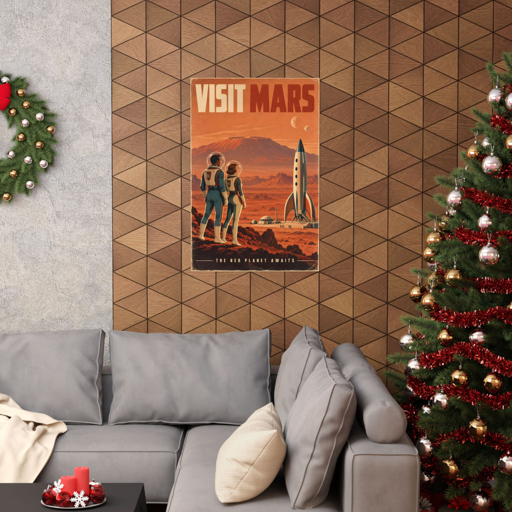 Visit Mars Poster | Retro Space Travel Wall Art