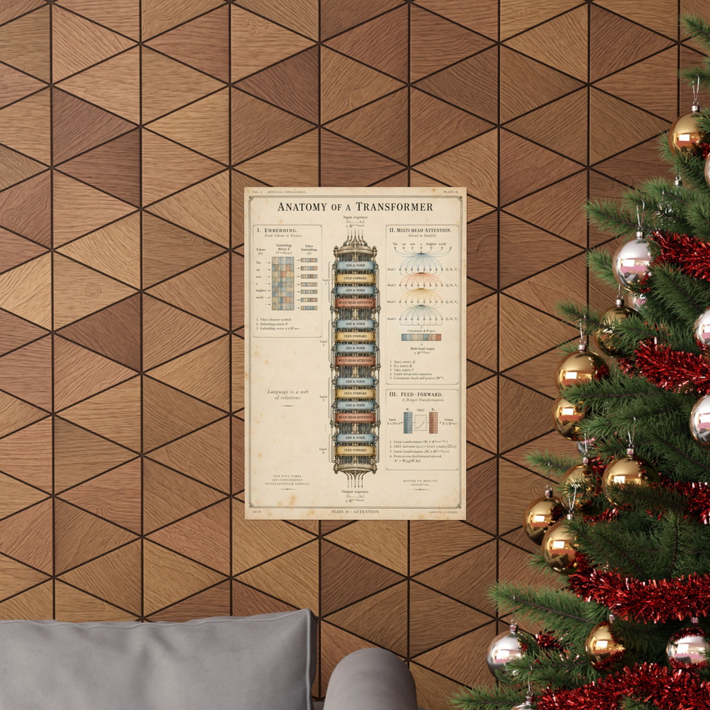 Anatomy of a Transformer Poster | Vintage AI Science Art