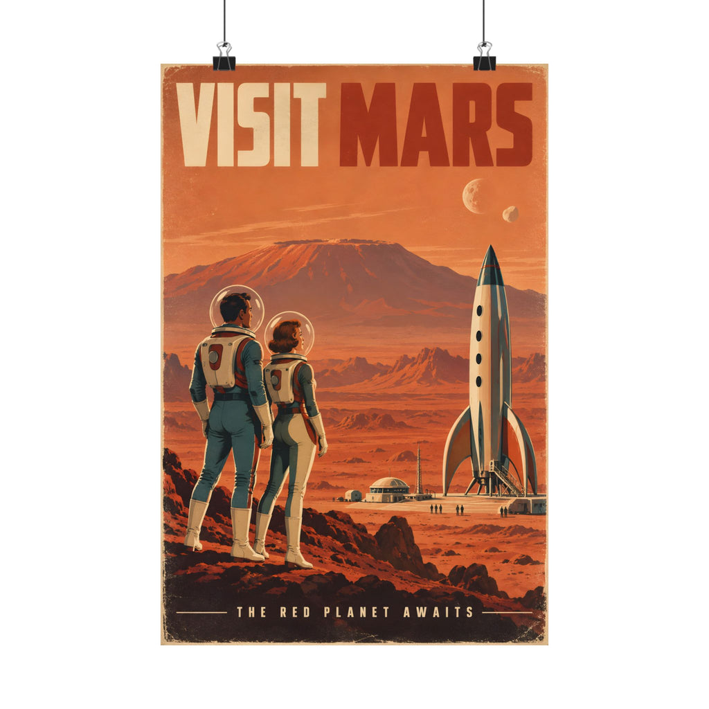 Visit Mars Poster | Retro Space Travel Wall Art