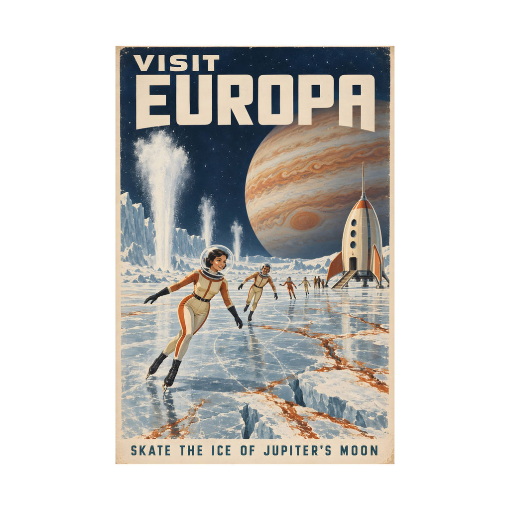 Visit Europa Poster | Jupiter Moon Retro Space Art
