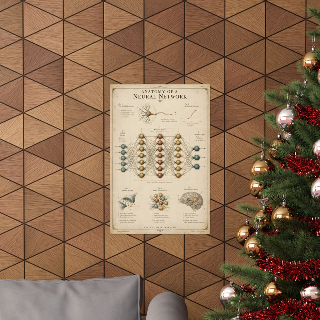Anatomy of a Neural Network Poster | Vintage AI Science Art