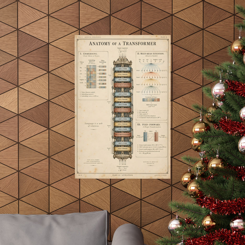 Anatomy of a Transformer Poster | Vintage AI Science Art