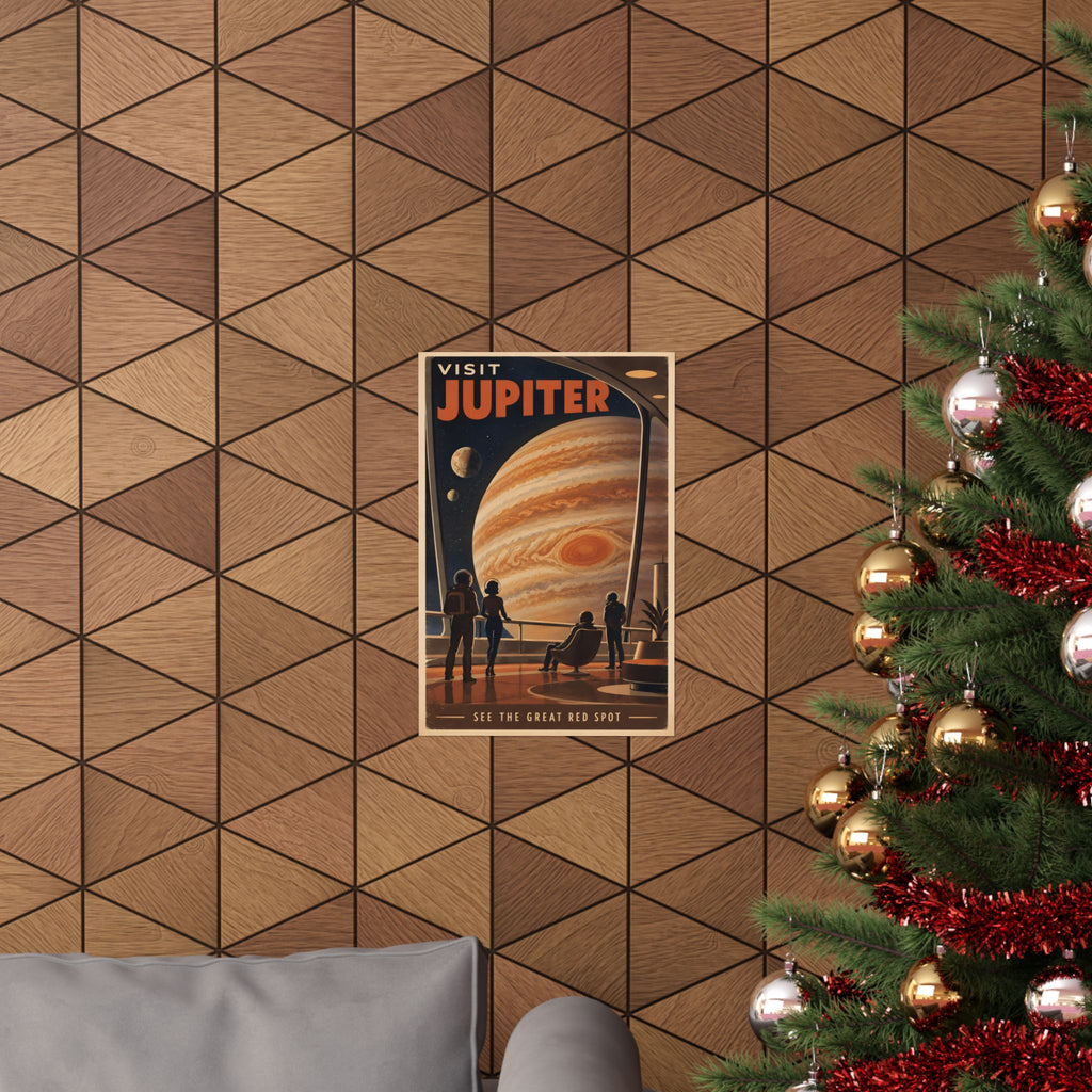 Visit Jupiter Poster | Great Red Spot Retro Space Art