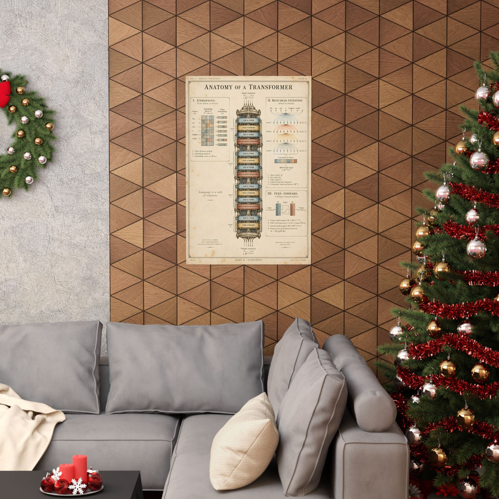 Anatomy of a Transformer Poster | Vintage AI Science Art