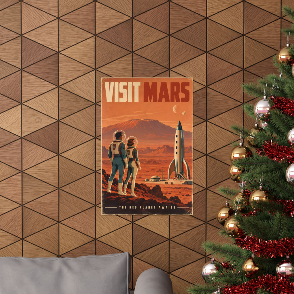 Visit Mars Poster | Retro Space Travel Wall Art