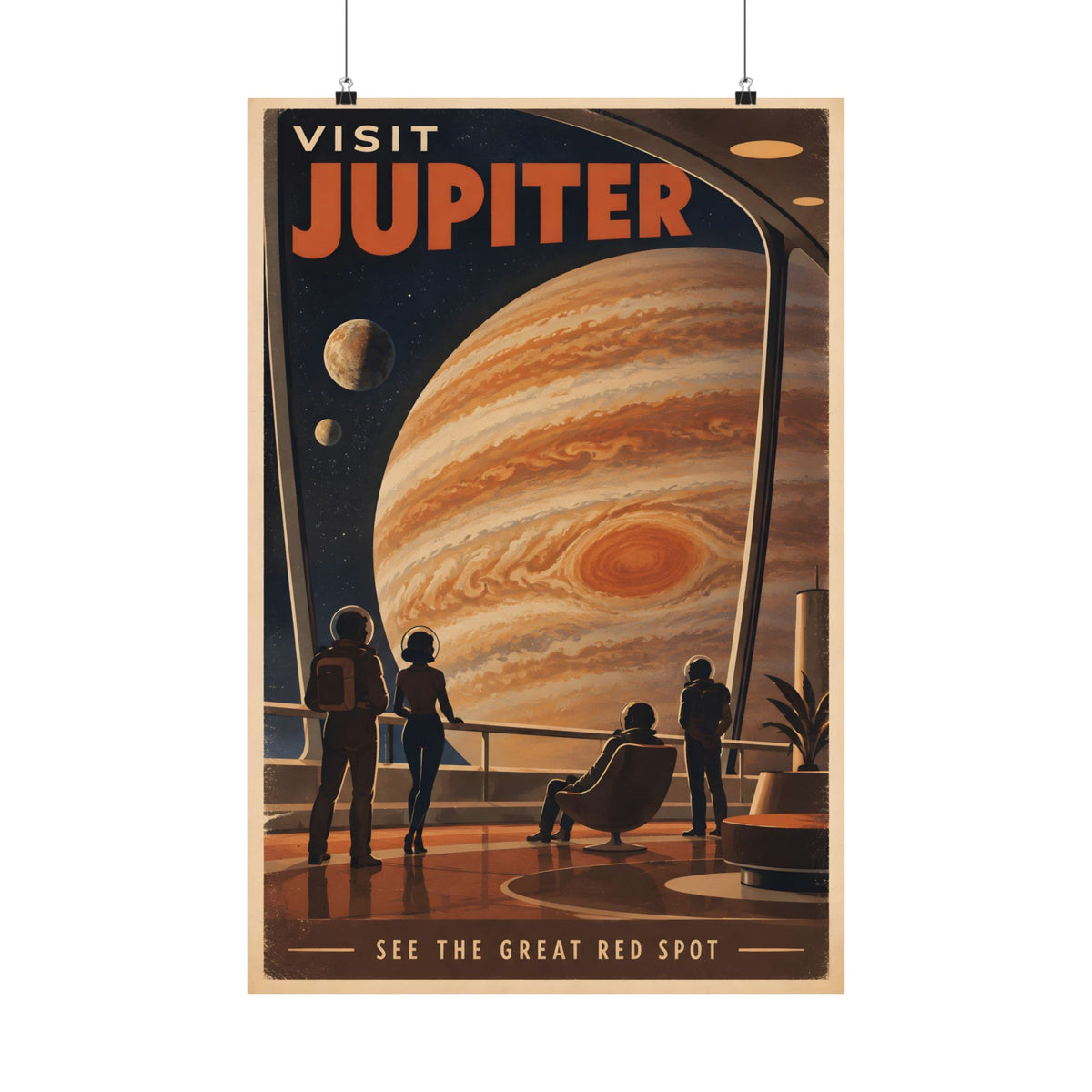 Visit Jupiter Poster | Great Red Spot Retro Space Art
