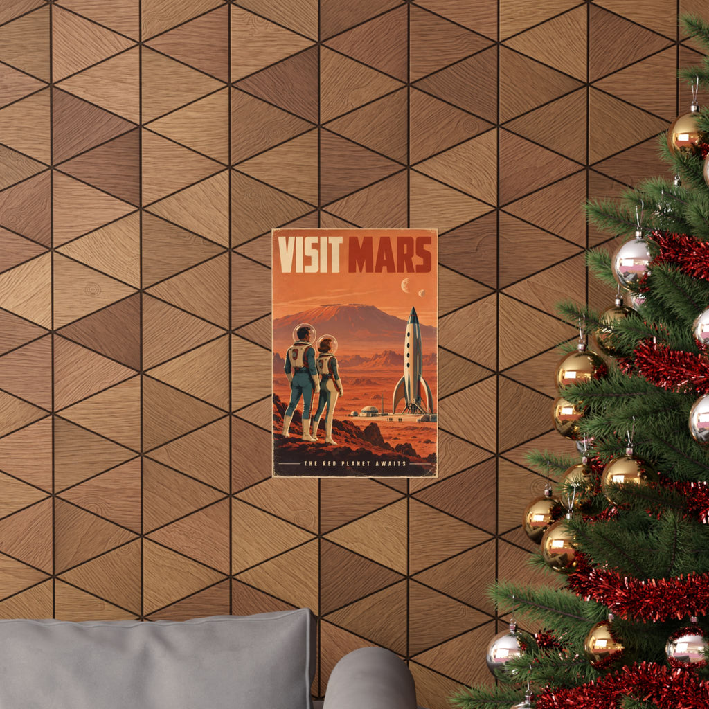 Visit Mars Poster | Retro Space Travel Wall Art