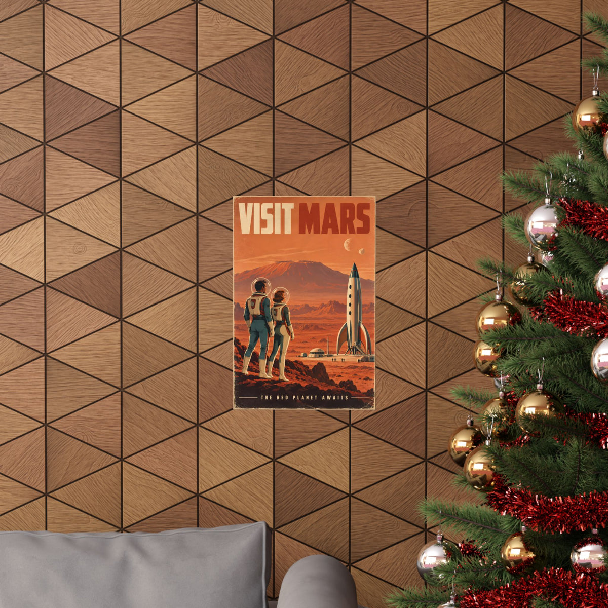 Visit Mars Poster | Retro Space Travel Wall Art
