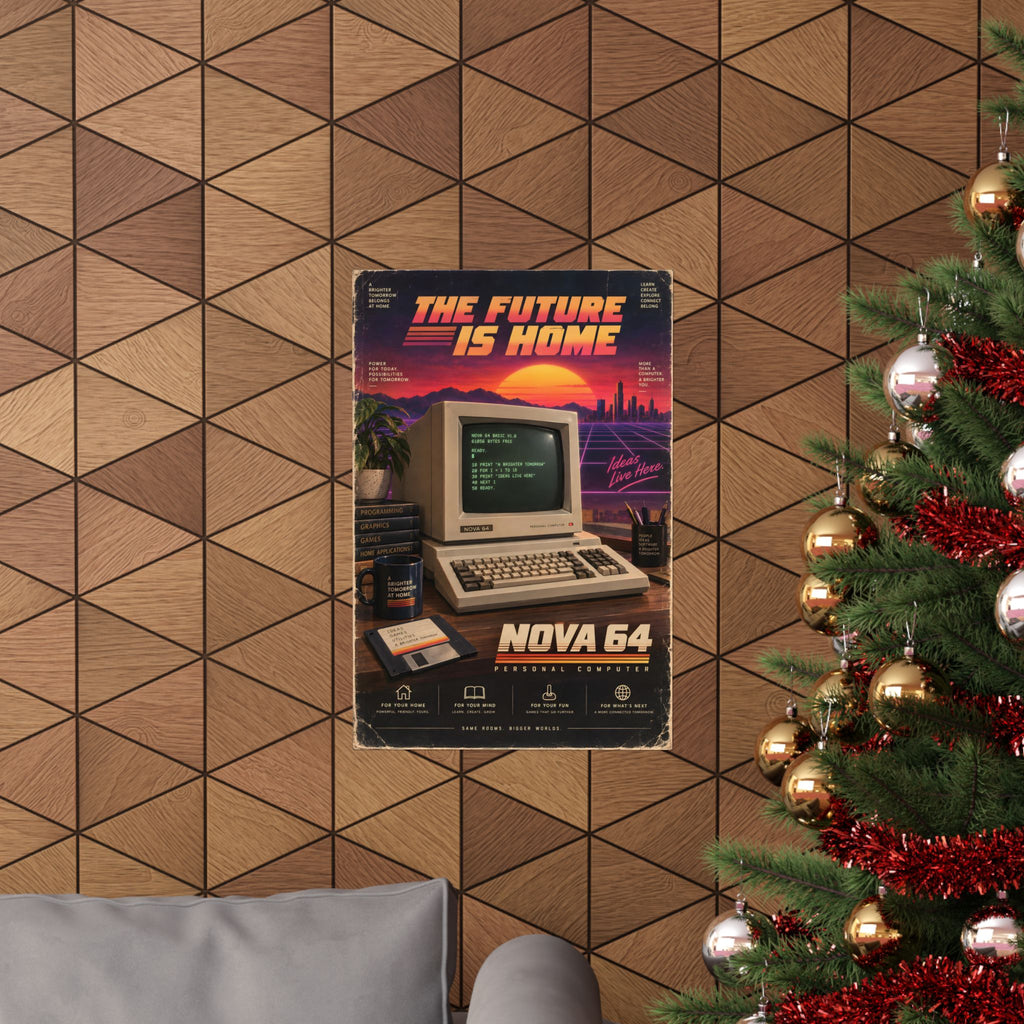 Nova 64 Retro Computer Poster | 80s Synthwave Tech Art