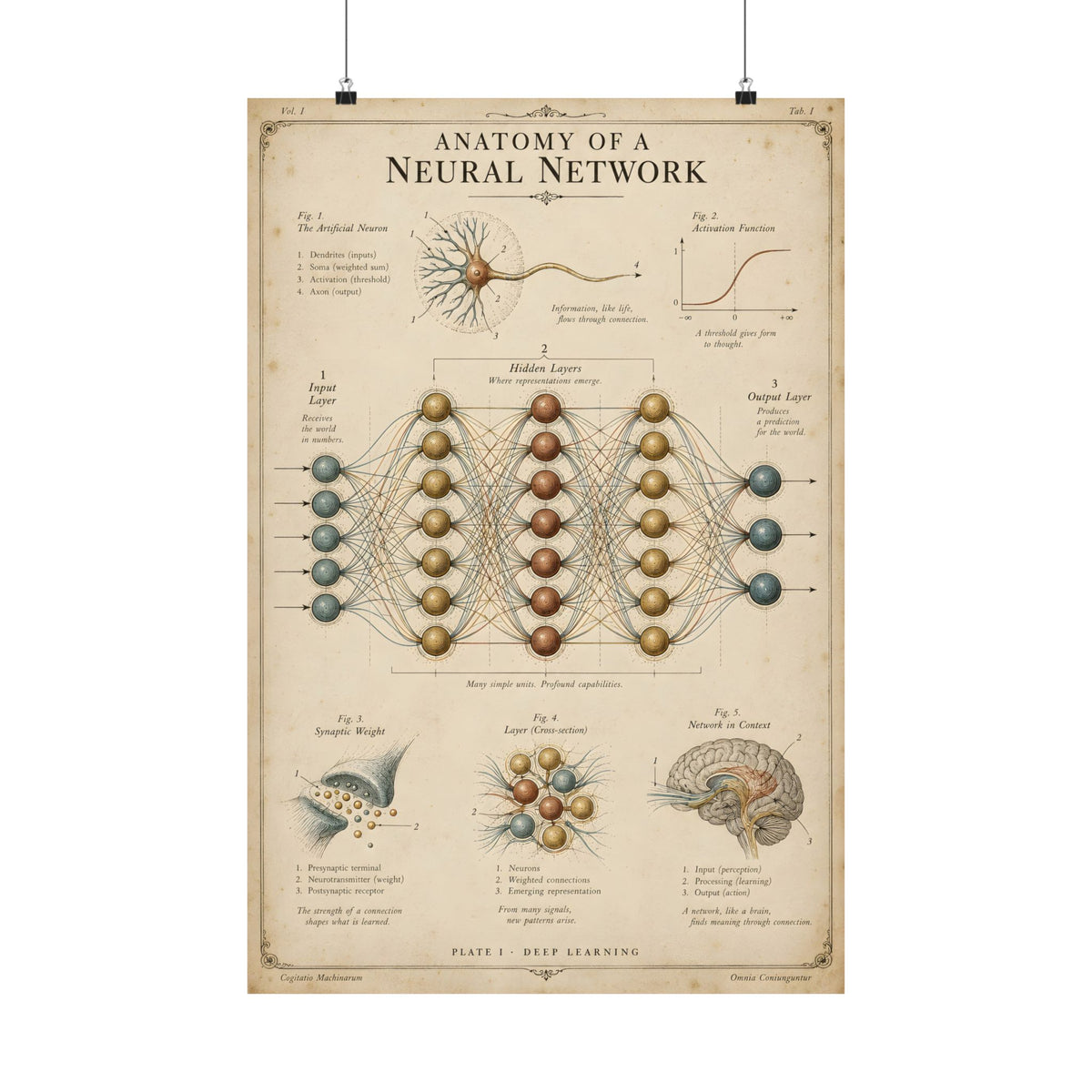 Anatomy of a Neural Network Poster | Vintage AI Science Art