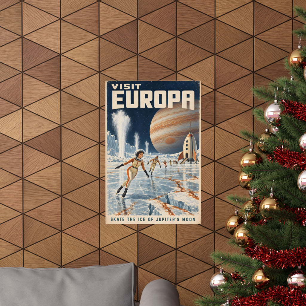 Visit Europa Poster | Jupiter Moon Retro Space Art