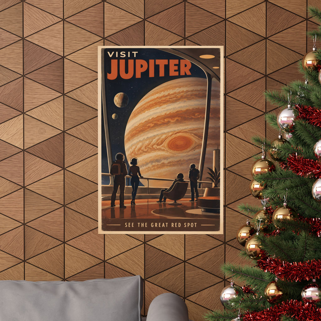 Visit Jupiter Poster | Great Red Spot Retro Space Art