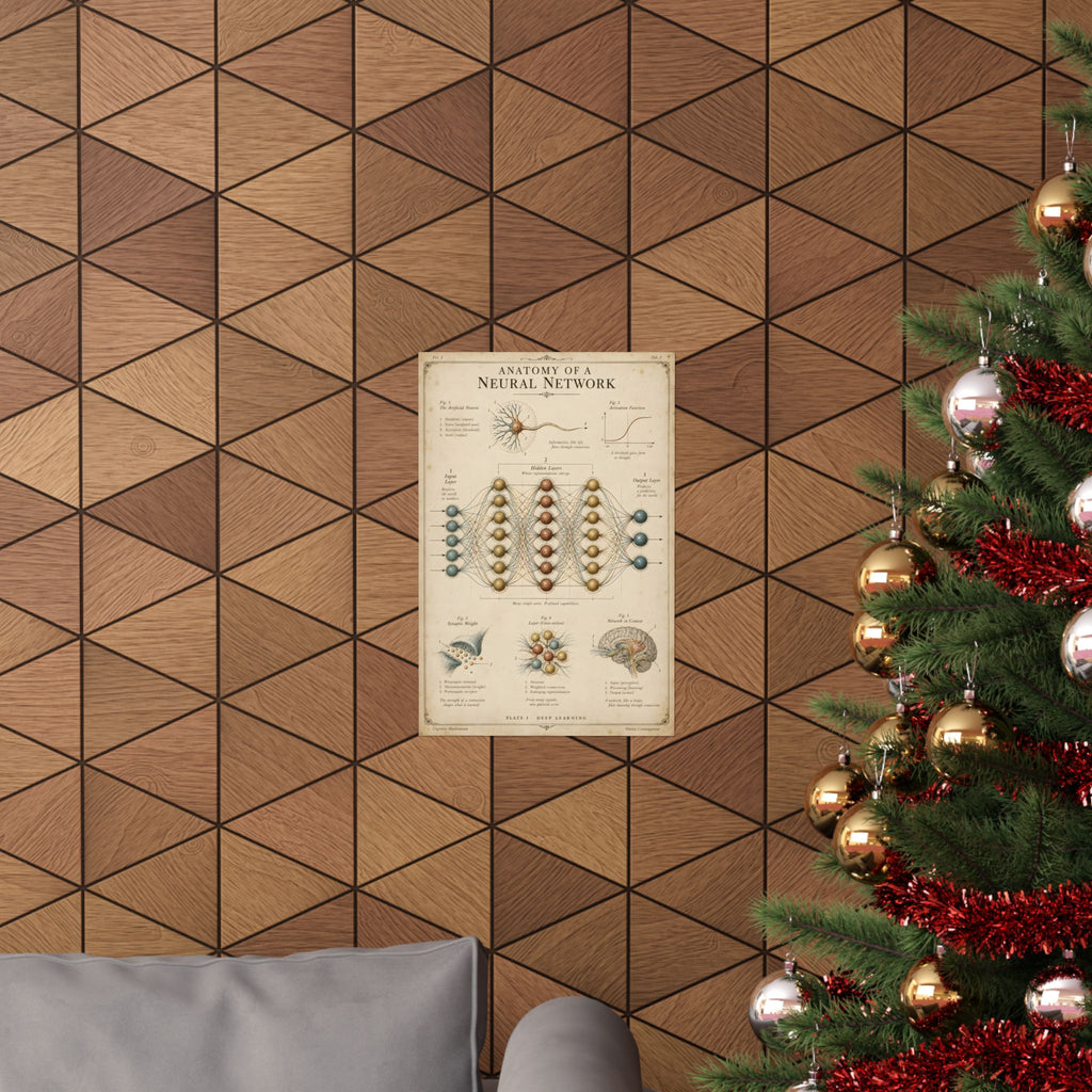 Anatomy of a Neural Network Poster | Vintage AI Science Art