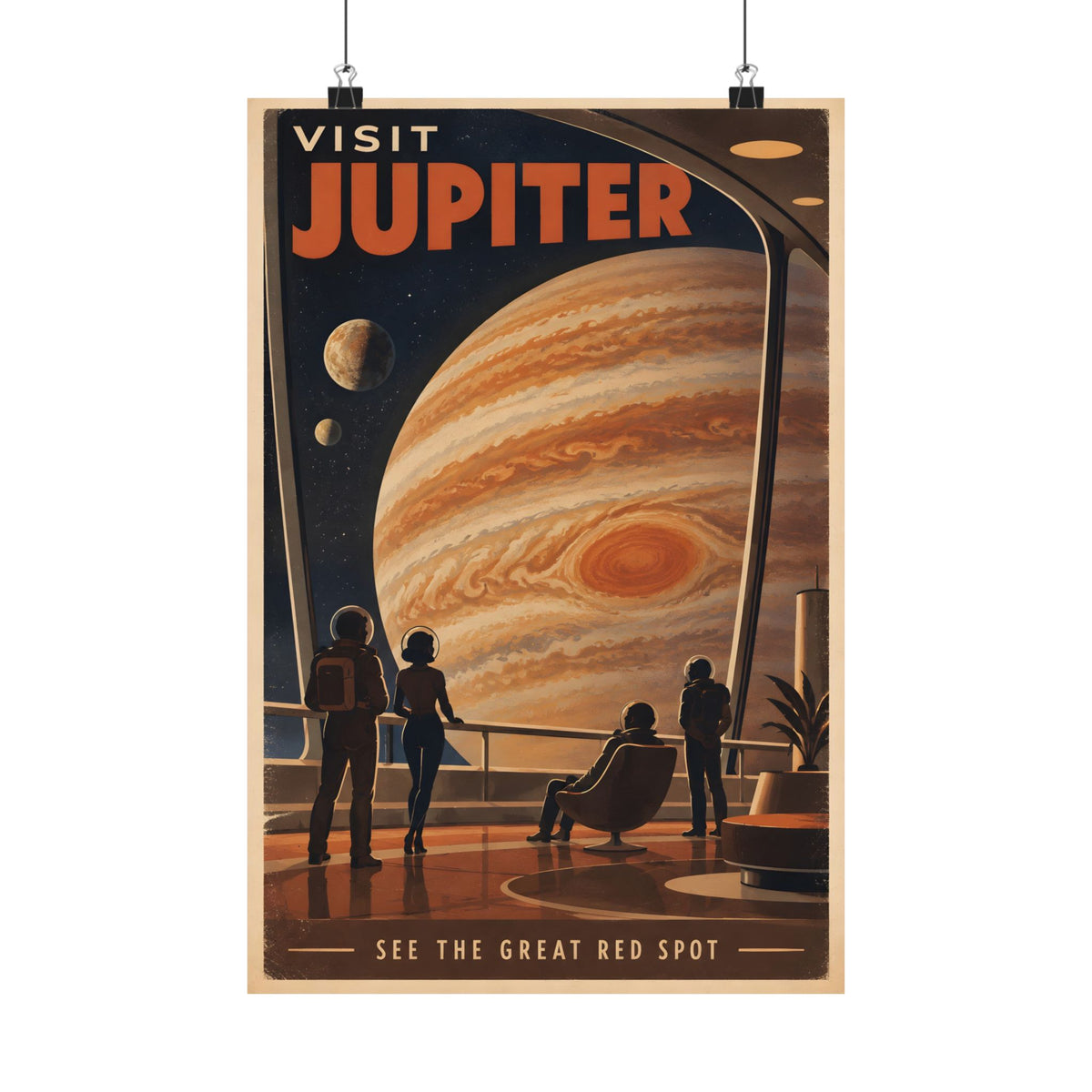 Visit Jupiter Poster | Great Red Spot Retro Space Art