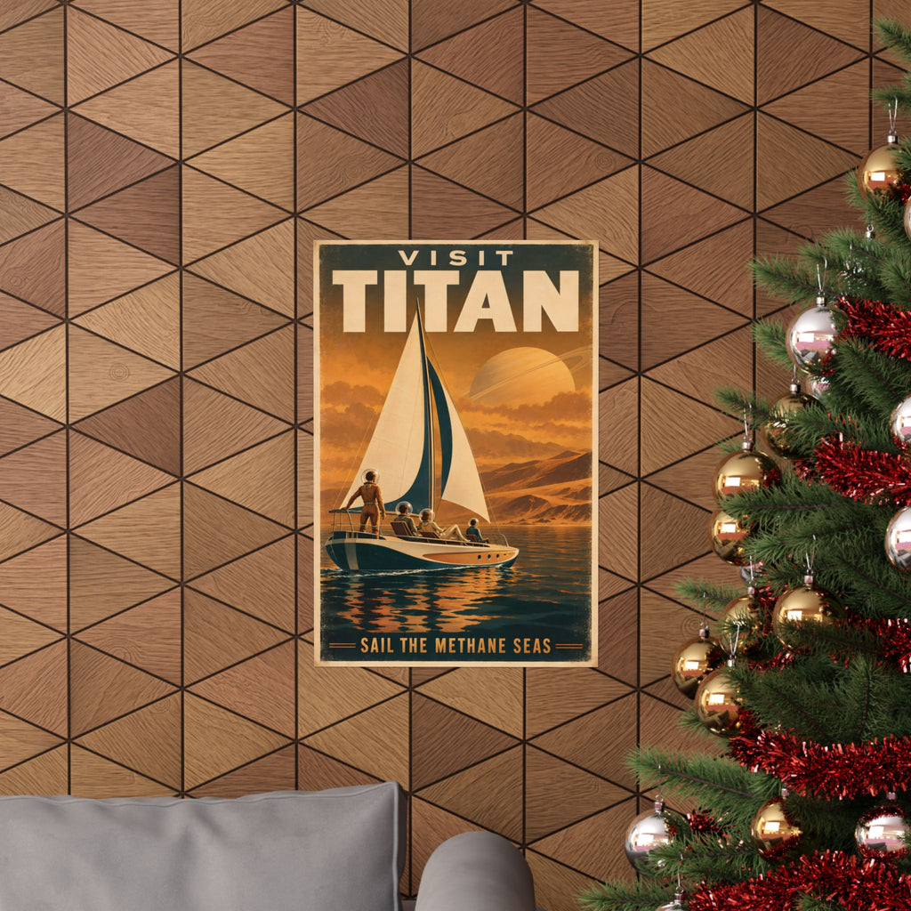 Visit Titan Poster | Saturn Moon Retro Travel Art