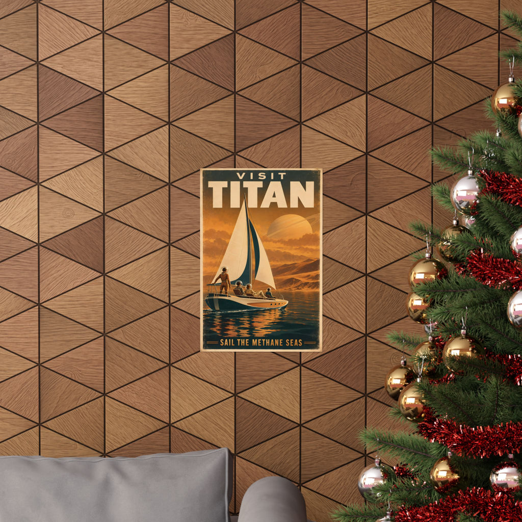 Visit Titan Poster | Saturn Moon Retro Travel Art