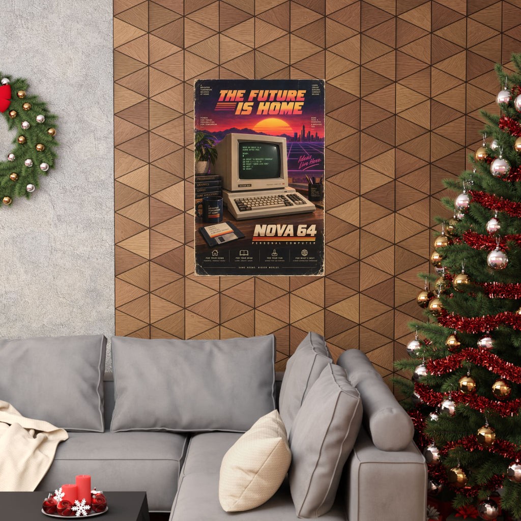 Nova 64 Retro Computer Poster | 80s Synthwave Tech Art