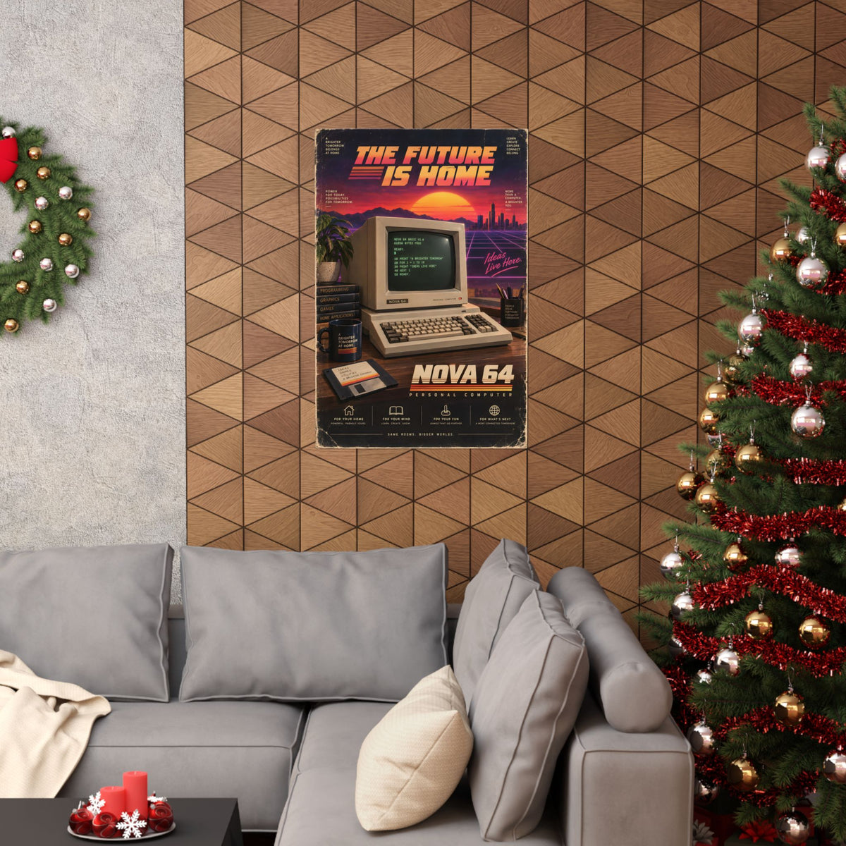 Nova 64 Retro Computer Poster | 80s Synthwave Tech Art