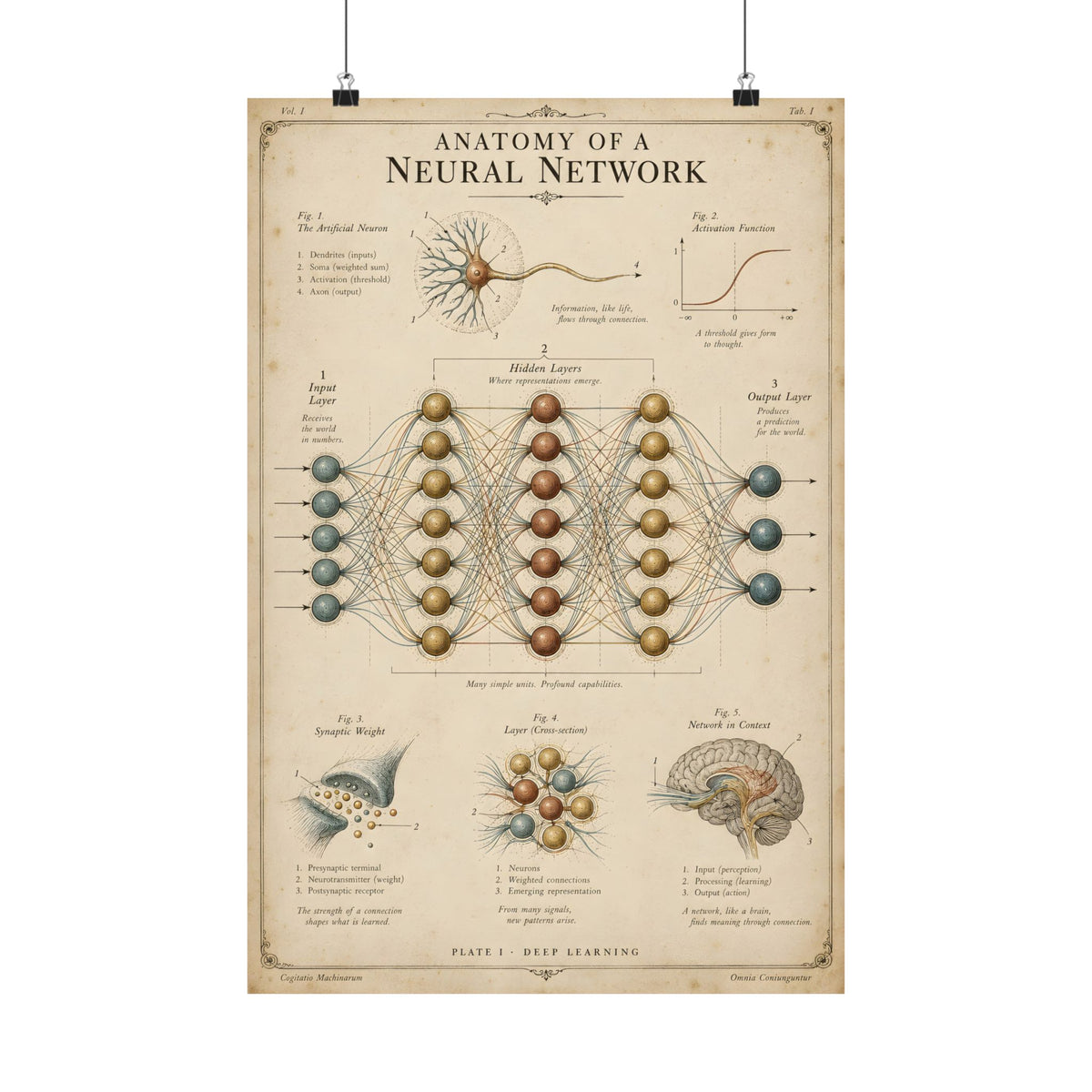 Anatomy of a Neural Network Poster | Vintage AI Science Art
